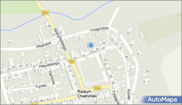 Radzyń Chełmiński, Plac Towarzystwa Jaszczurczego, 17, mapa Radzyń Chełmiński