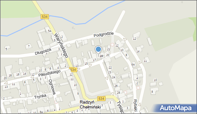Radzyń Chełmiński, Plac Towarzystwa Jaszczurczego, 18, mapa Radzyń Chełmiński