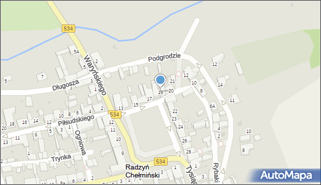 Radzyń Chełmiński, Plac Towarzystwa Jaszczurczego, 19, mapa Radzyń Chełmiński