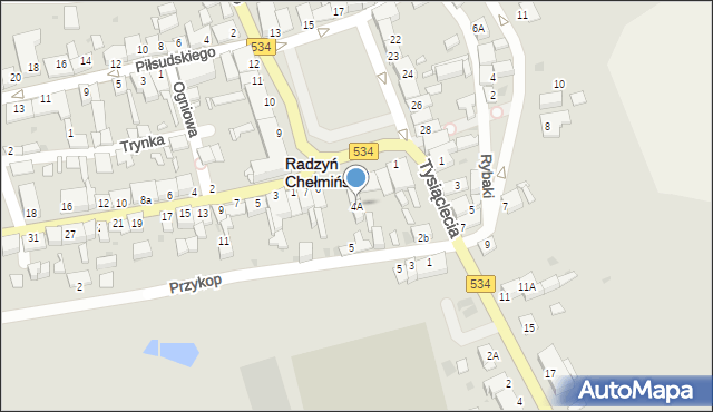 Radzyń Chełmiński, Plac Towarzystwa Jaszczurczego, 4A, mapa Radzyń Chełmiński