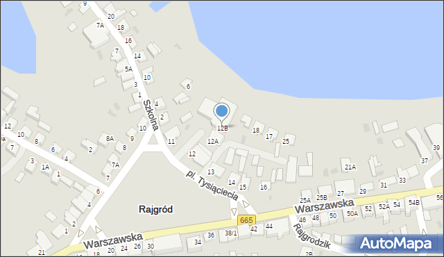 Rajgród, Plac Tysiąclecia, 12B, mapa Rajgród