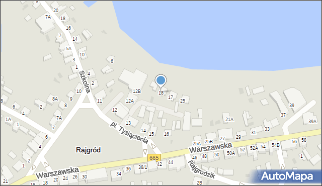 Rajgród, Plac Tysiąclecia, 18, mapa Rajgród