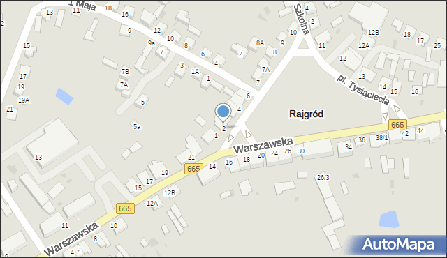 Rajgród, Plac Tysiąclecia, 2, mapa Rajgród