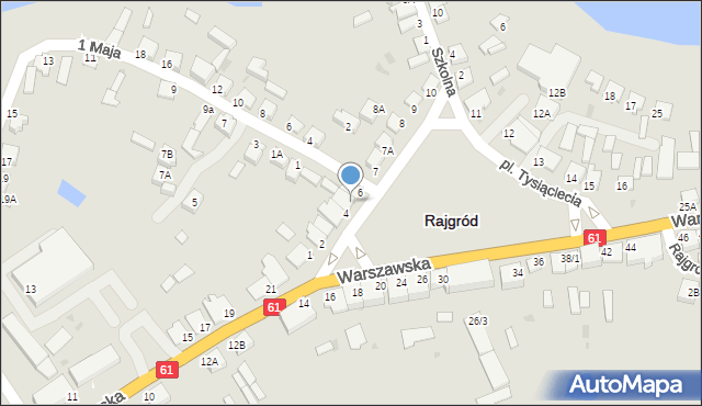 Rajgród, Plac Tysiąclecia, 5, mapa Rajgród