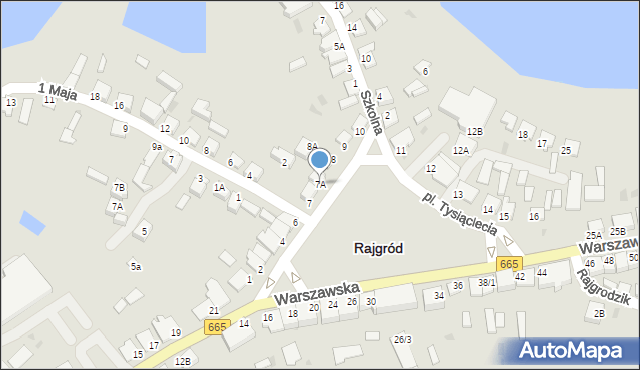 Rajgród, Plac Tysiąclecia, 7A, mapa Rajgród