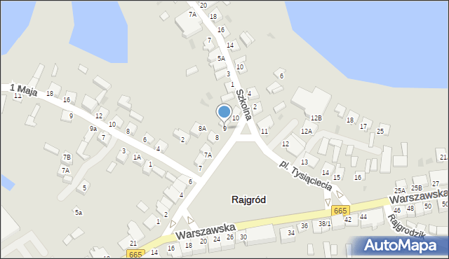 Rajgród, Plac Tysiąclecia, 9, mapa Rajgród