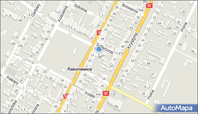 Rakoniewice, Plac Powstańców Wielkopolskich, 13a, mapa Rakoniewice