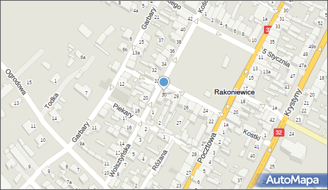 Rakoniewice, Plac Powstańców Wielkopolskich, 30, mapa Rakoniewice