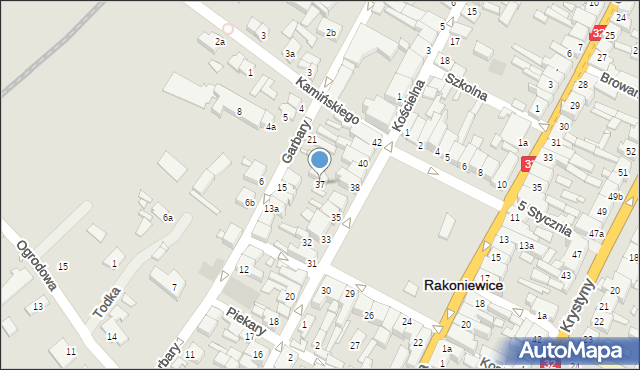 Rakoniewice, Plac Powstańców Wielkopolskich, 37, mapa Rakoniewice