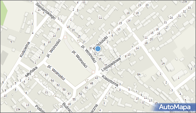 Raków, Plac Wolności, 34, mapa Raków