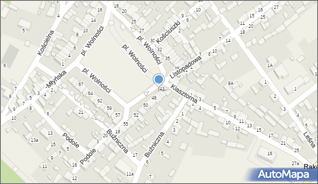 Raków, Plac Wolności, 44, mapa Raków