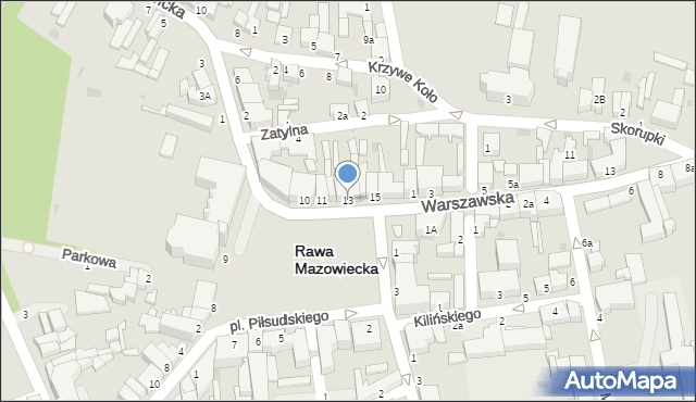Rawa Mazowiecka, Plac Piłsudskiego Józefa, marsz., 13, mapa Rawa Mazowiecka
