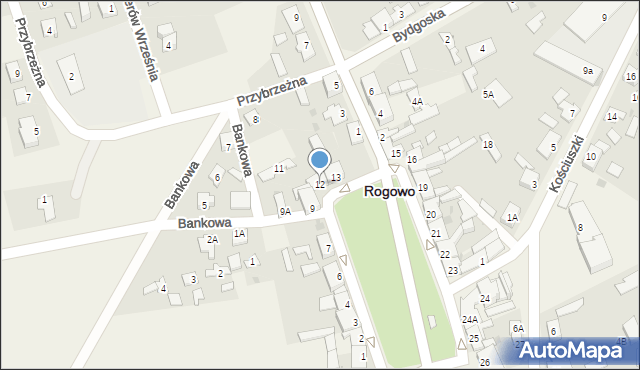 Rogowo, Plac Powstańców Wielkopolskich, 12, mapa Rogowo