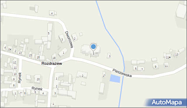 Rozdrażew, Pleszewska, 1, mapa Rozdrażew