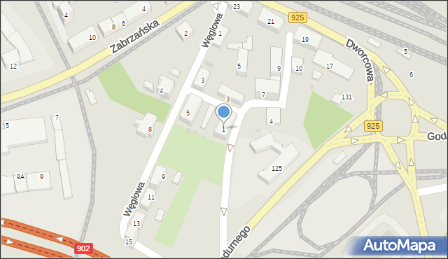 Ruda Śląska, Plac Szkolny, 1, mapa Rudy Śląskiej