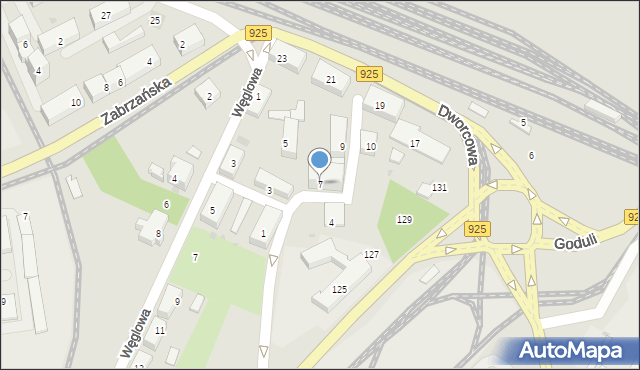 Ruda Śląska, Plac Szkolny, 7, mapa Rudy Śląskiej