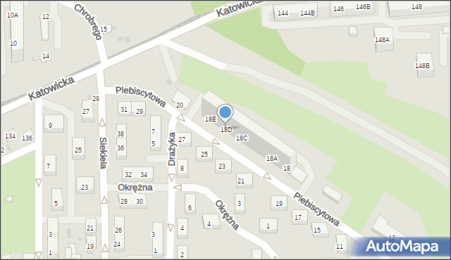 Ruda Śląska, Plebiscytowa, 18D, mapa Rudy Śląskiej