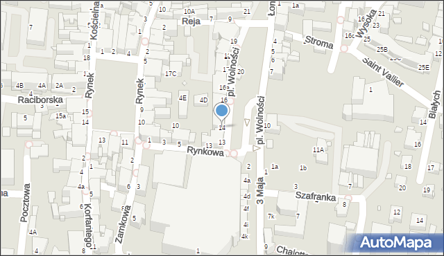 Rybnik, Plac Wolności, 14, mapa Rybnika