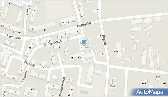 Rybnik, Plac Żołnierza, 1B, mapa Rybnika