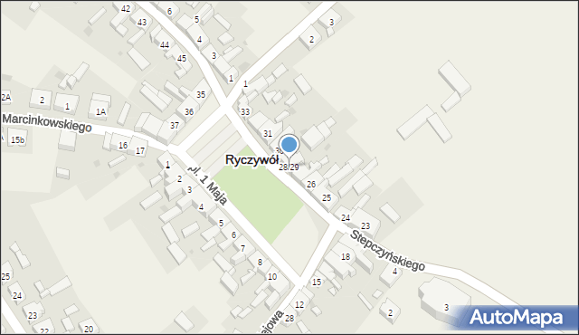 Ryczywół, Plac 1 Maja, 28/29, mapa Ryczywół