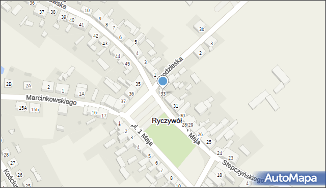 Ryczywół, Plac 1 Maja, 33, mapa Ryczywół