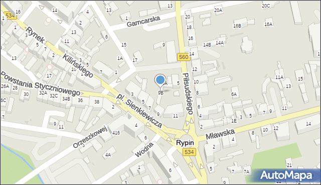 Rypin, Plac Sienkiewicza Henryka, 9B, mapa Rypin