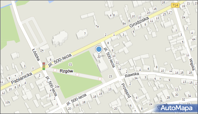 Rzgów, Plac 500-lecia, 22, mapa Rzgów