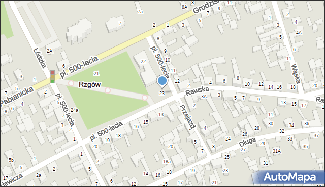 Rzgów, Plac 500-lecia, 23, mapa Rzgów