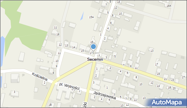 Secemin, Plac Wolności, 17A, mapa Secemin