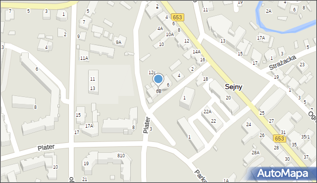 Sejny, Plater Emilii, 6B, mapa Sejny