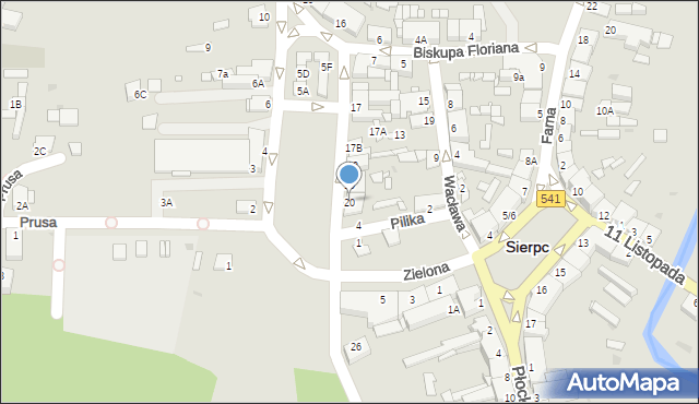 Sierpc, Plac Chopina Fryderyka, 20, mapa Sierpc