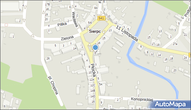 Sierpc, Plac Wyszyńskiego Stefana, ks. kard., 19, mapa Sierpc