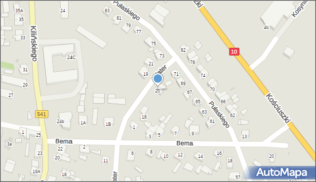 Sierpc, Plater Emilii, 20, mapa Sierpc