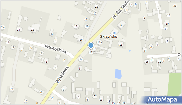 Skrzyńsko, Plac św. Marka, 13, mapa Skrzyńsko