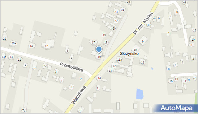 Skrzyńsko, Plac św. Marka, 16, mapa Skrzyńsko
