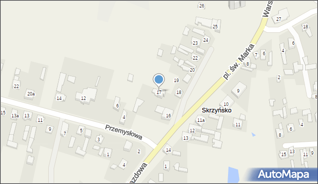 Skrzyńsko, Plac św. Marka, 17, mapa Skrzyńsko