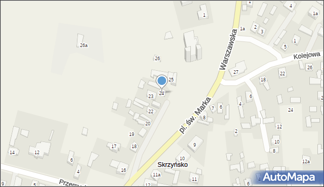 Skrzyńsko, Plac św. Marka, 24, mapa Skrzyńsko