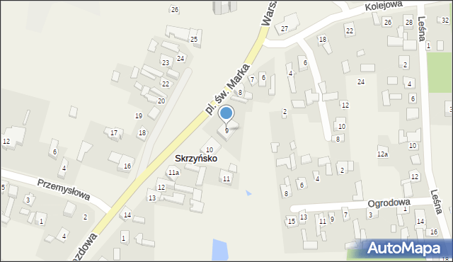 Skrzyńsko, Plac św. Marka, 9, mapa Skrzyńsko