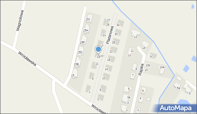 Śliwice, Platanowa, 13, mapa Śliwice