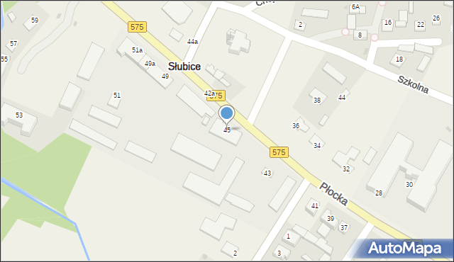 Słubice, Płocka, 45, mapa Słubice