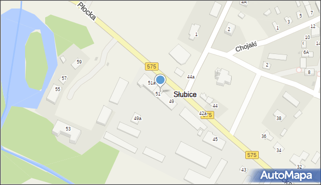 Słubice, Płocka, 49a, mapa Słubice