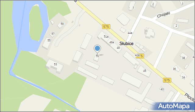 Słubice, Płocka, 51, mapa Słubice