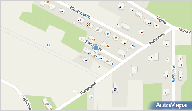 Słupno, Platanowa, 6g, mapa Słupno