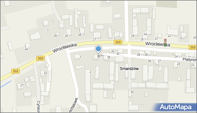 Smardzów, Platynowa, 36, mapa Smardzów