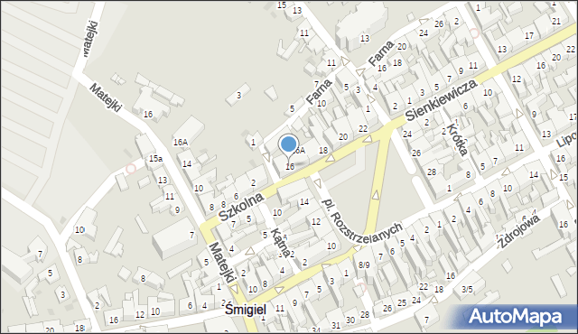Śmigiel, Plac Rozstrzelanych, 16, mapa Śmigiel