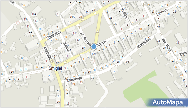 Śmigiel, Plac Rozstrzelanych, 8/9, mapa Śmigiel