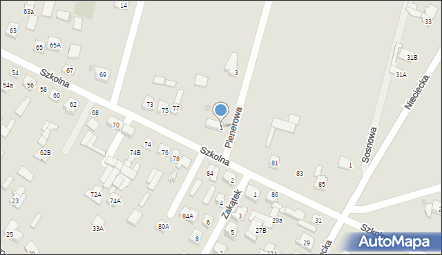 Sokołów Podlaski, Plenerowa, 1, mapa Sokołów Podlaski