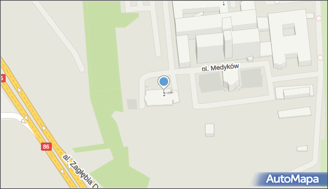 Sosnowiec, Plac Medyków, 2, mapa Sosnowca
