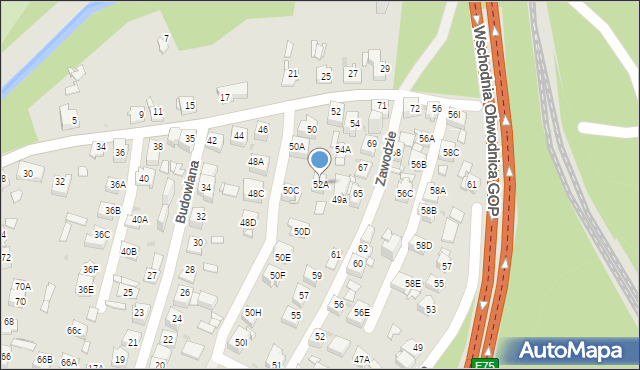 Sosnowiec, Plażowa, 52A, mapa Sosnowca