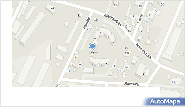 Sosnowiec, Plonów, 39, mapa Sosnowca